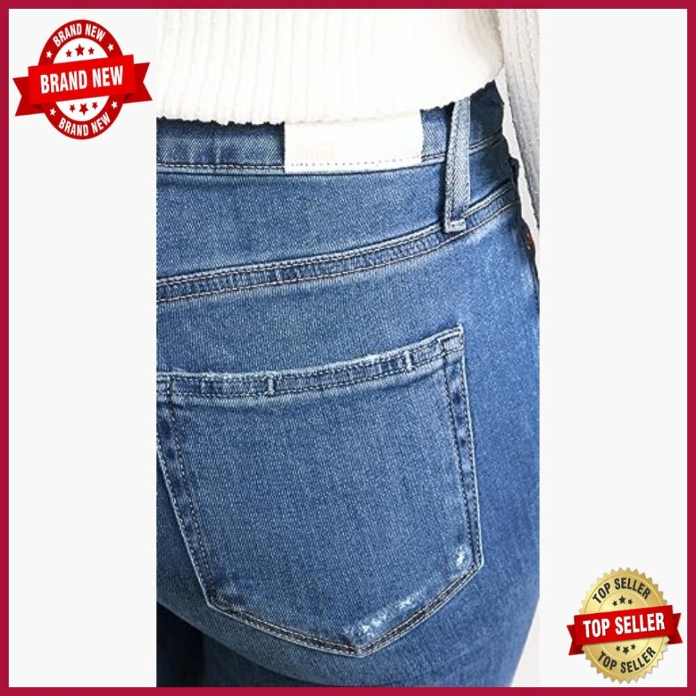 High Rise Bootcut Petite Jeans, Stretch Denim, 30in Inseam - Picture 6 of 6